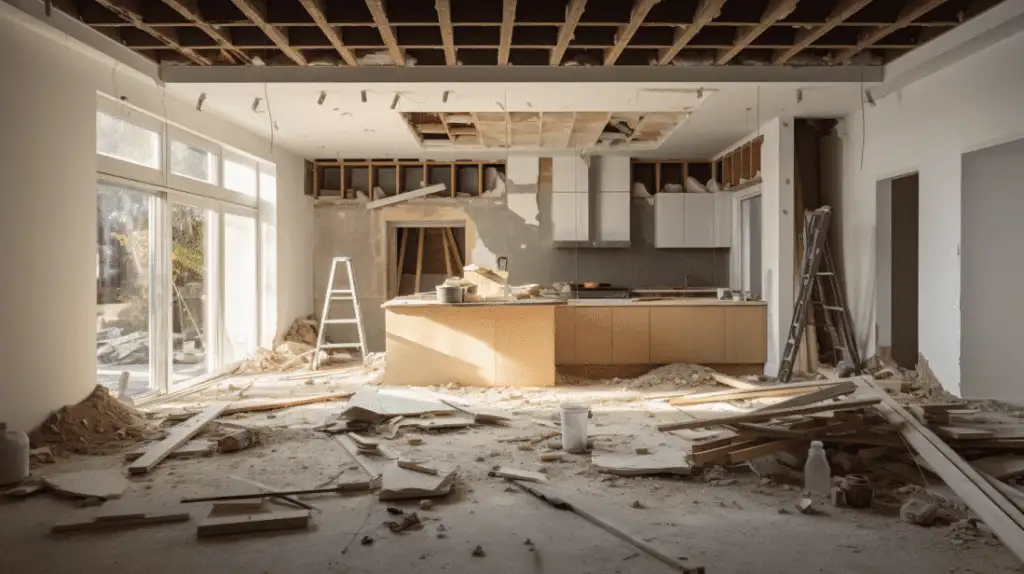 Kitchen being dismantled as part of a remodel demolition phase