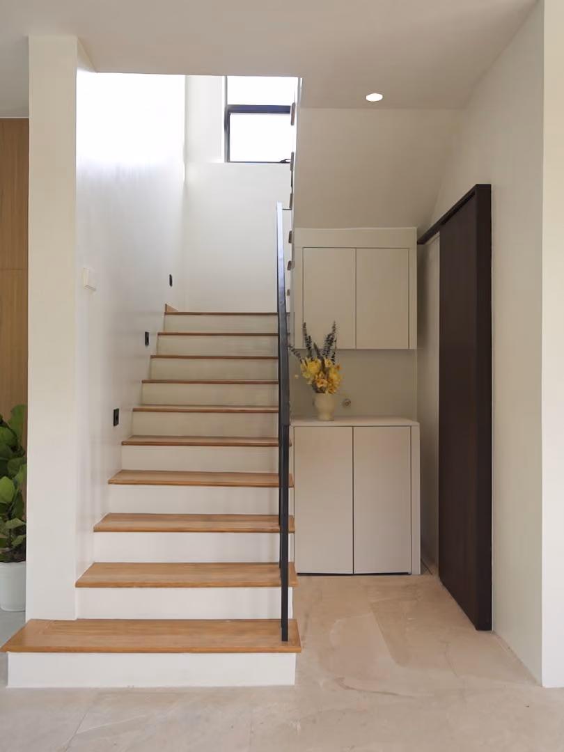 Stair, and the kitchen beyond