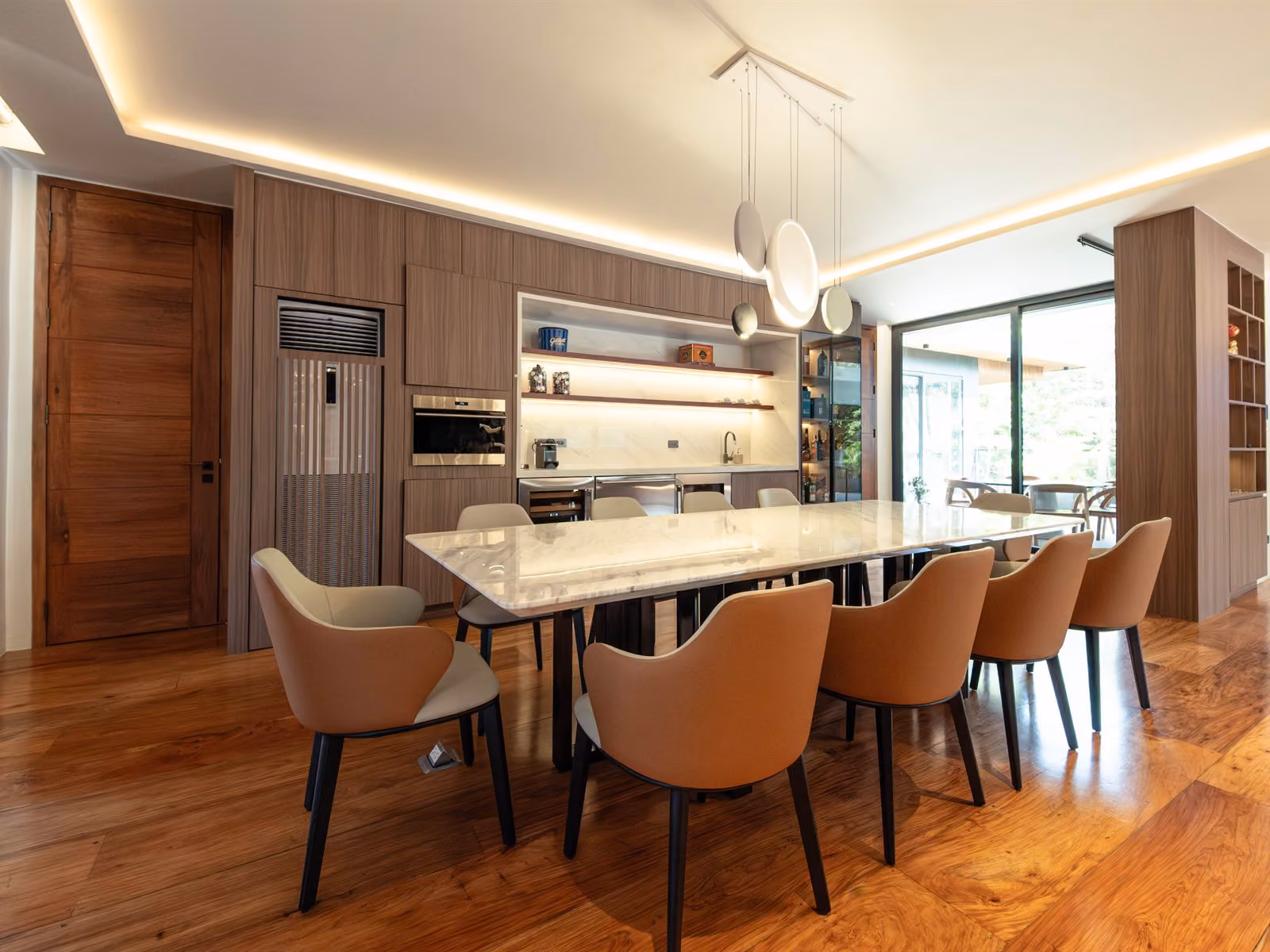 kitchen and dining, entertainment area