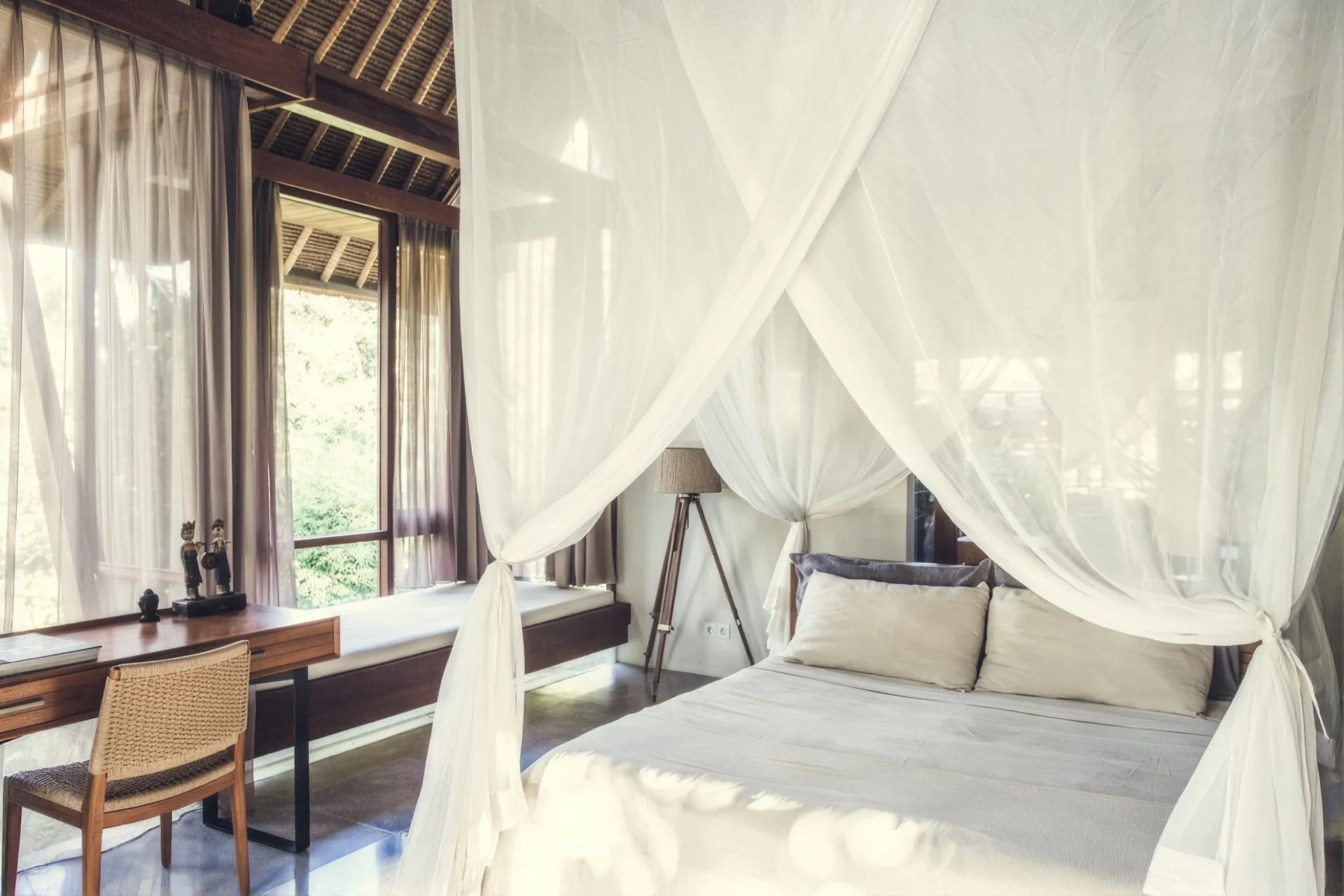 Canopy bed open to the treetops