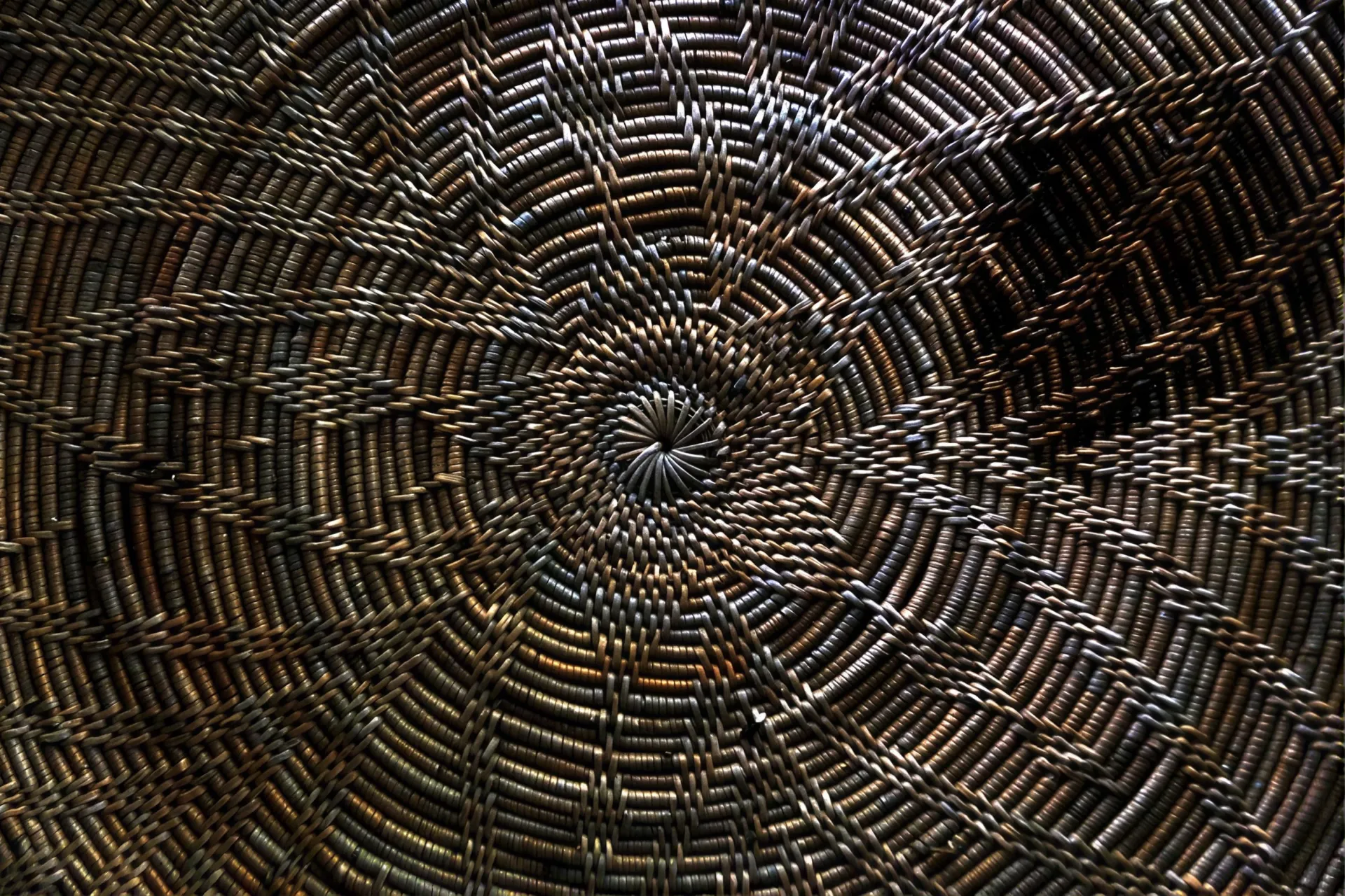 Woven rattan ceiling detail