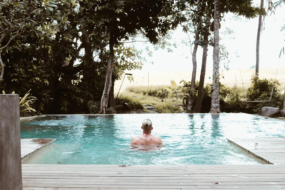 Guest cooling off in the pool