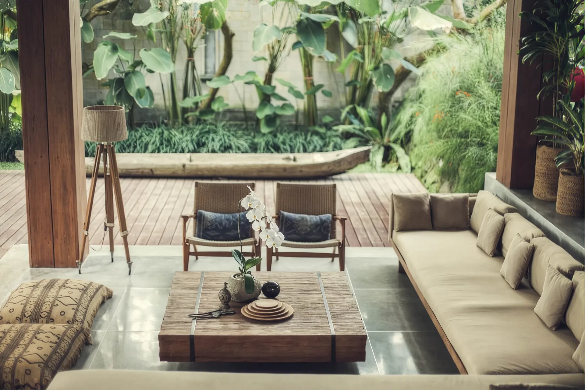 Daybed on the poolside terrace