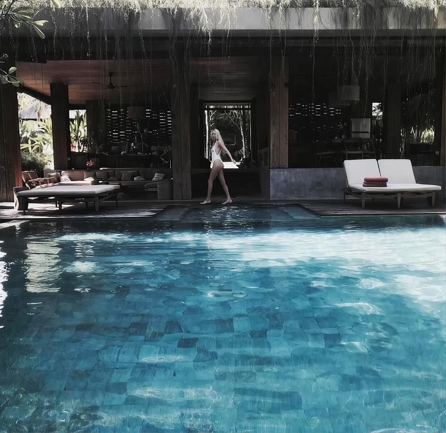 The pool at dusk