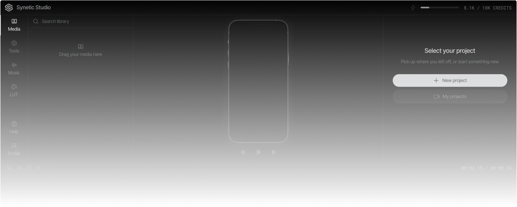 Synetic's editing interface