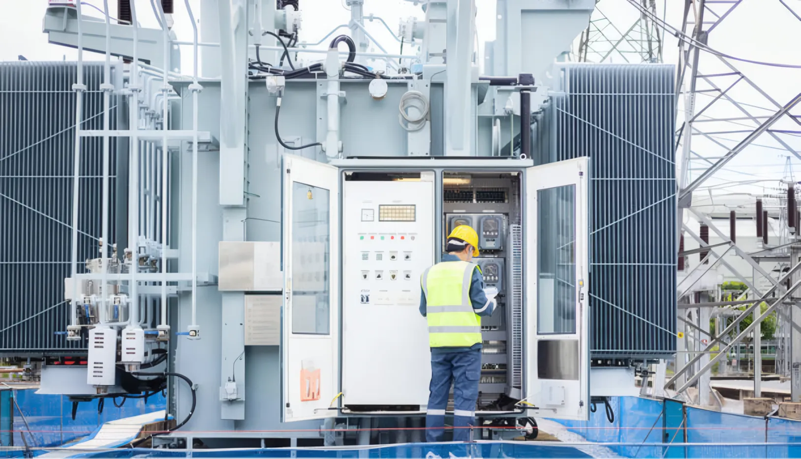 Ultimate Security team conducting inspection at a high-voltage electrical facility