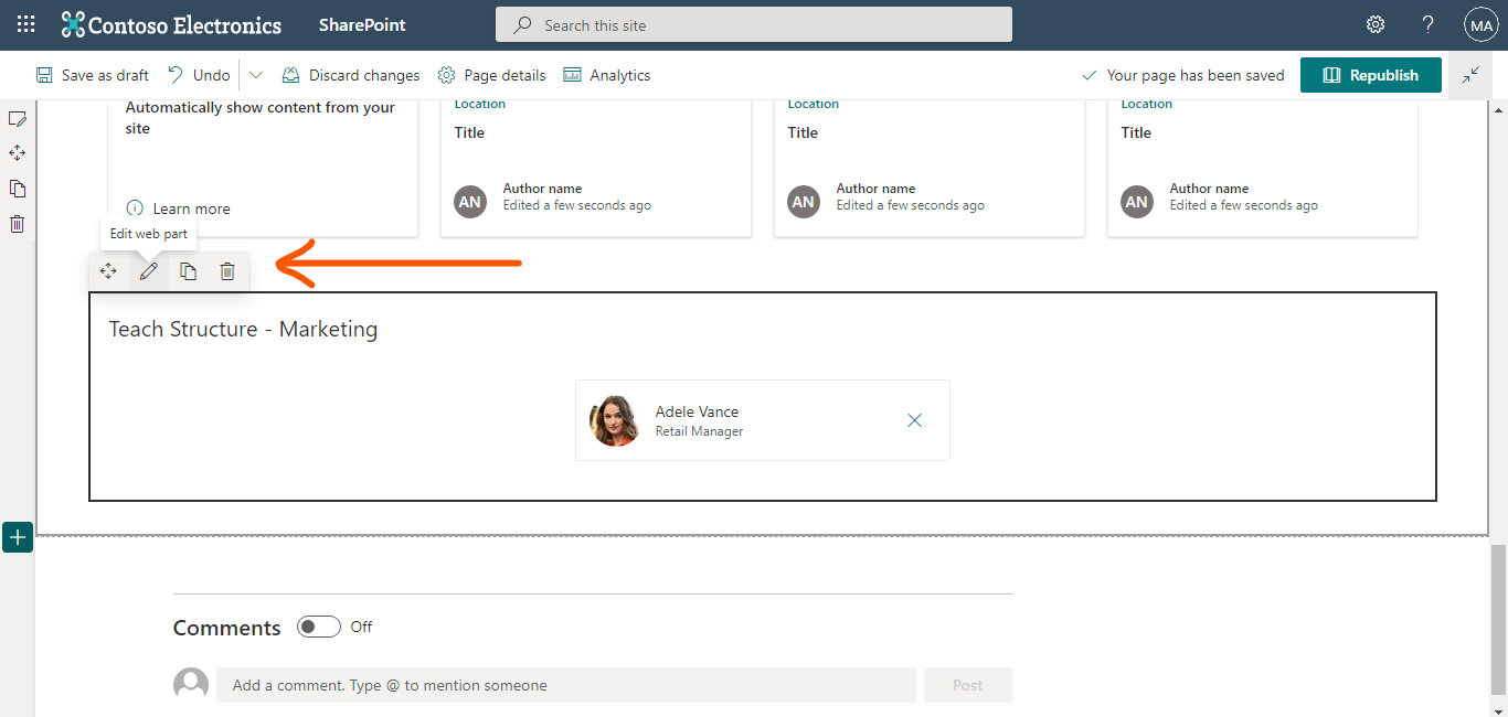 Choose edit web part - org chart