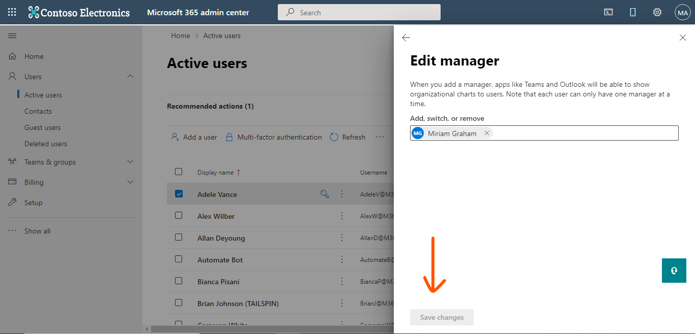make edits - save changes - org chart