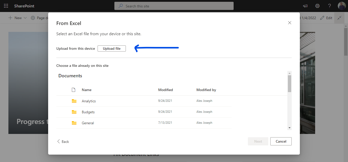 Upload file