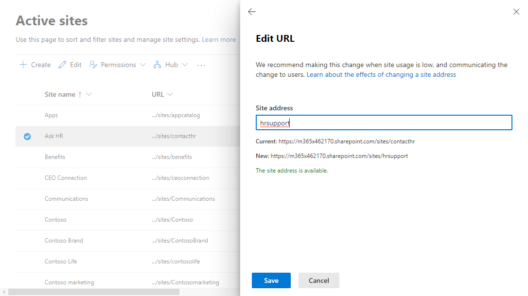 enter new url and click save
