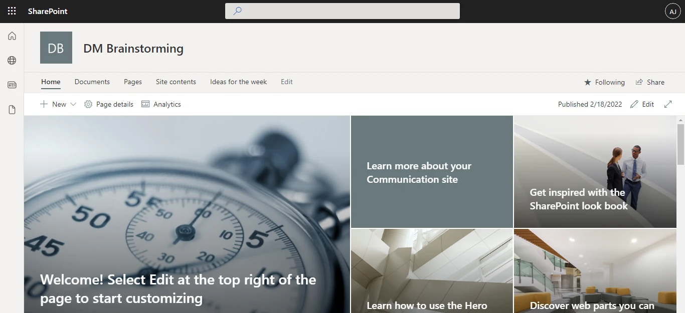 Choose a SharePoint site.