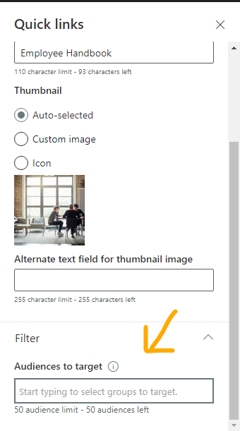audience targeting filter enabled