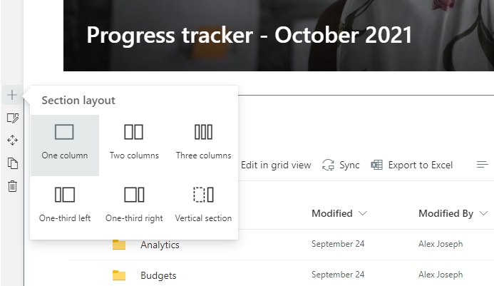 choose section layout