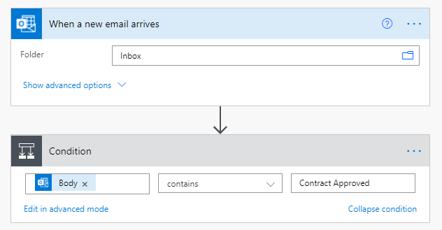 set up desired folder and condition