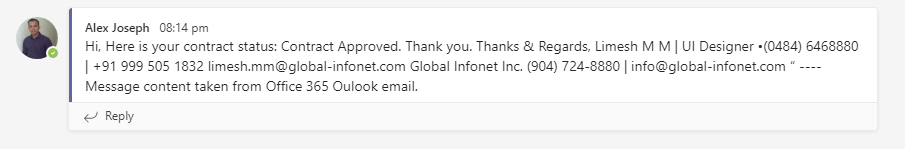 Final message in Teams Channel based on mail