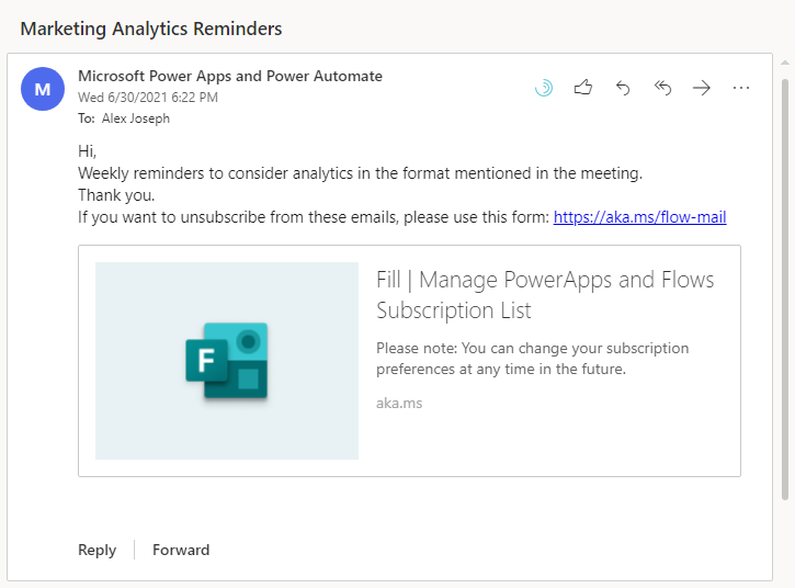 Reminder mail