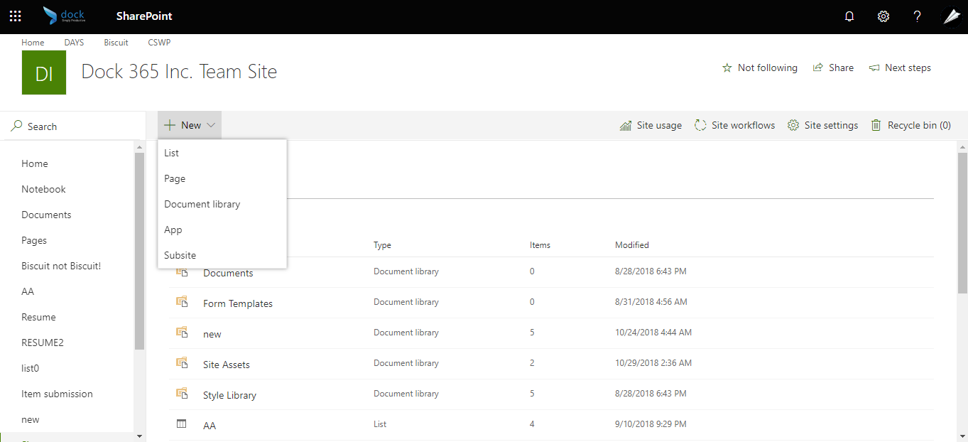 Dock 365 - Document Library
