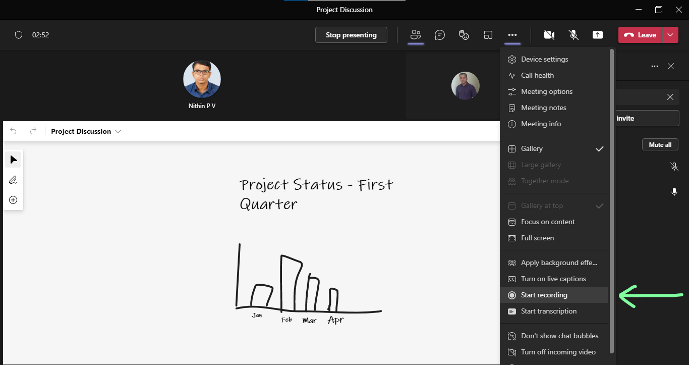 start Microsoft Teams Meeting recording