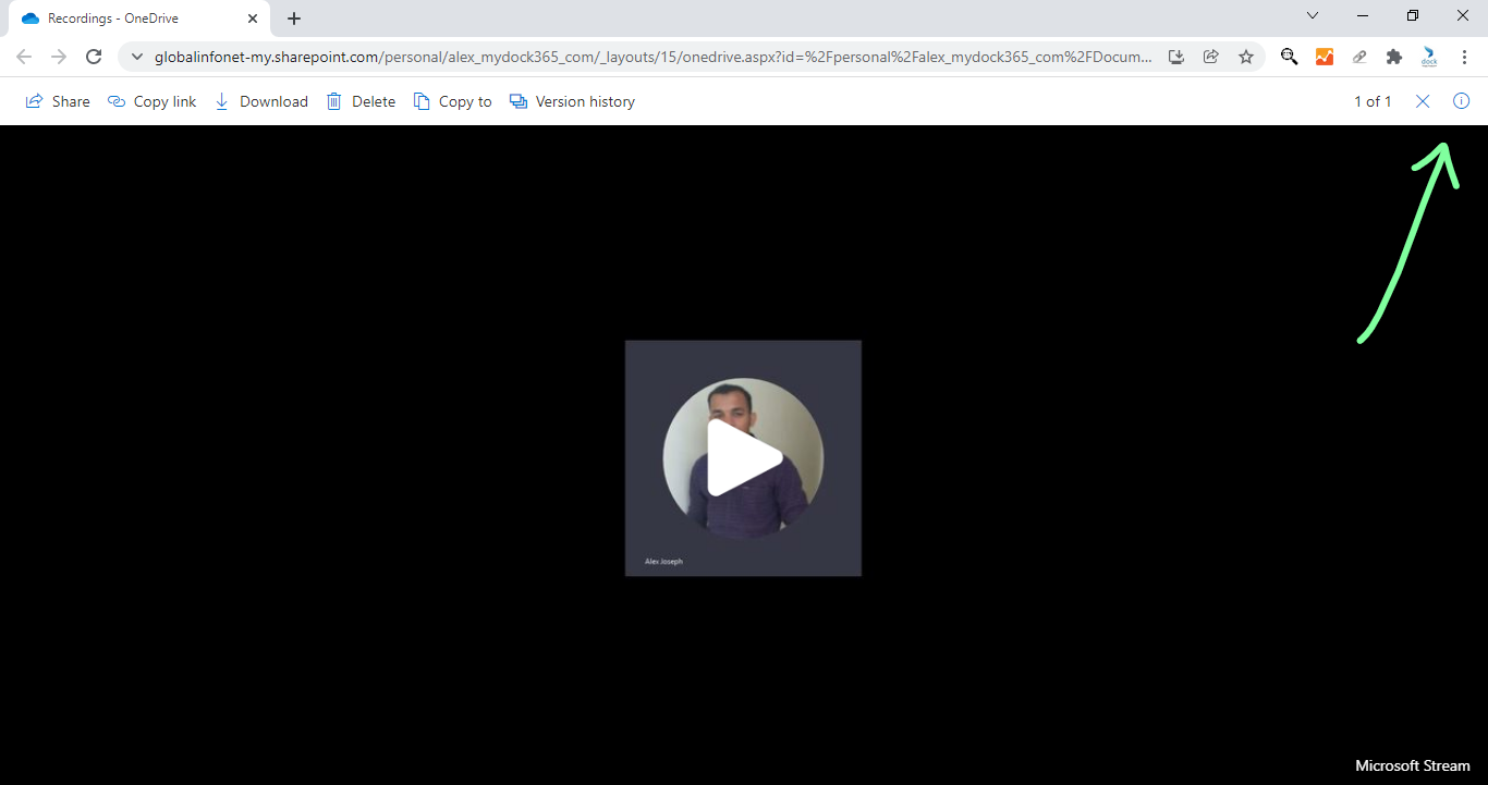 Click on i from the browser