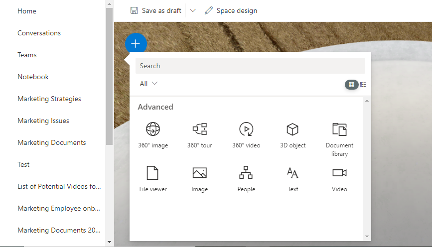choose the desired web parts