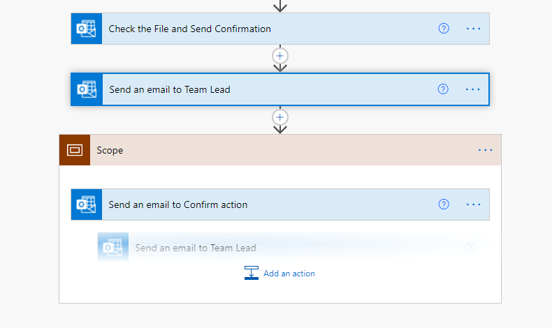 Drag and drop actions to a scope