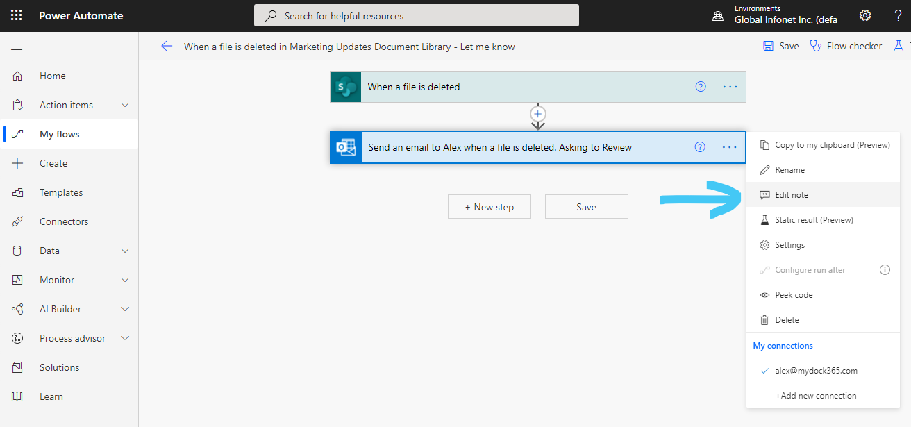 Edit note option