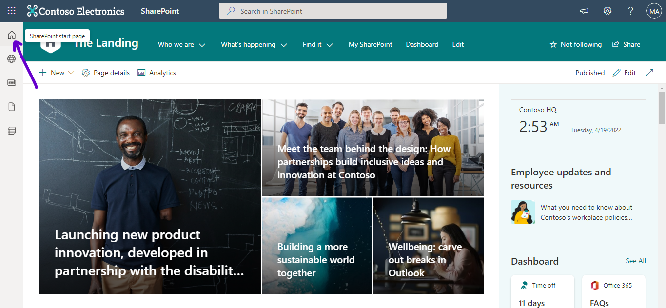 SharePoint start page - GN