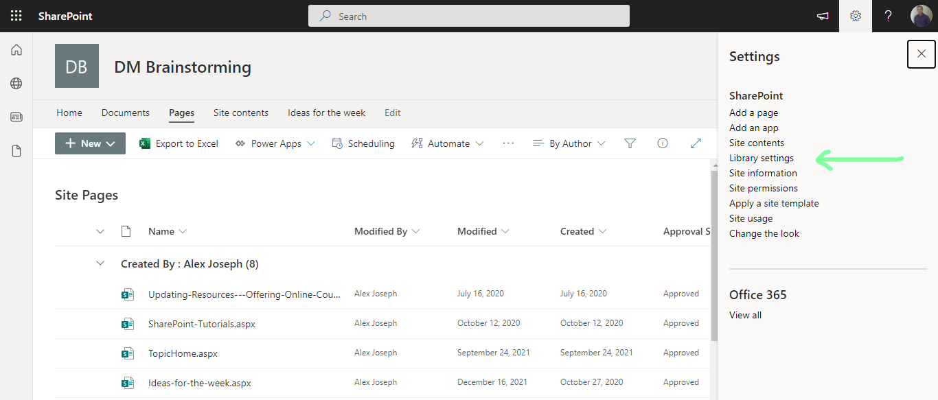 Disable content approval - Library settings