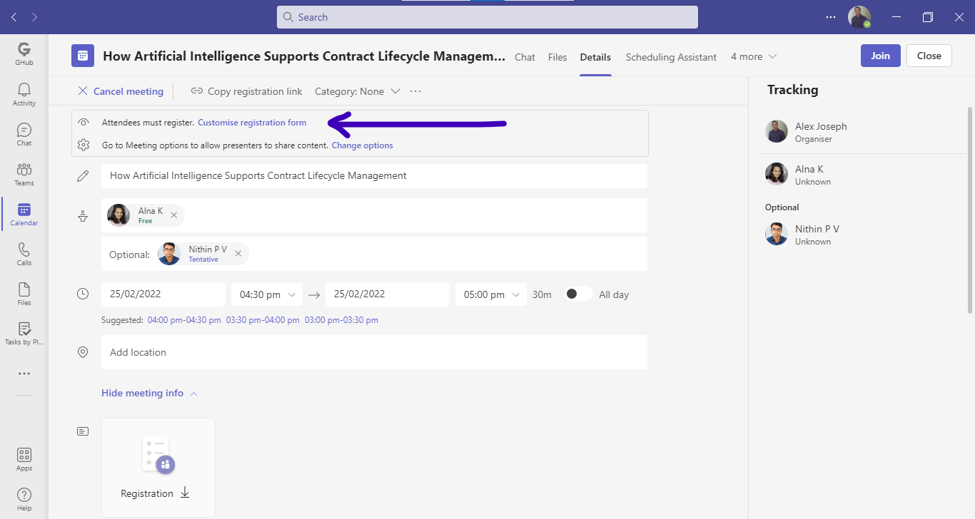 Customise registration form