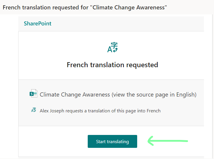 Start translating button