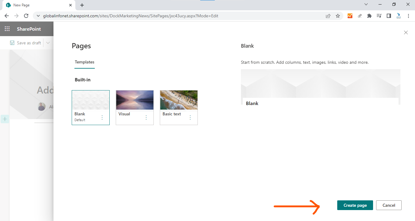 create page - faq
