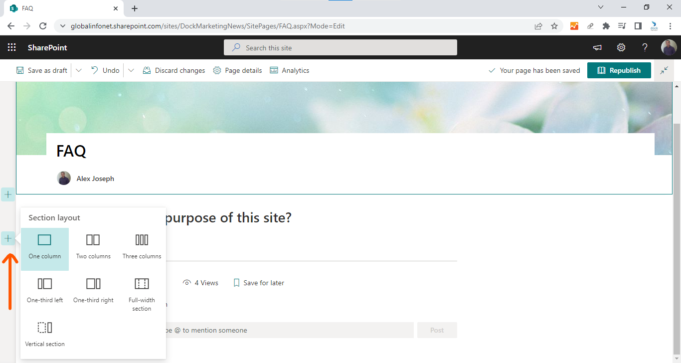 Add a new section - faq