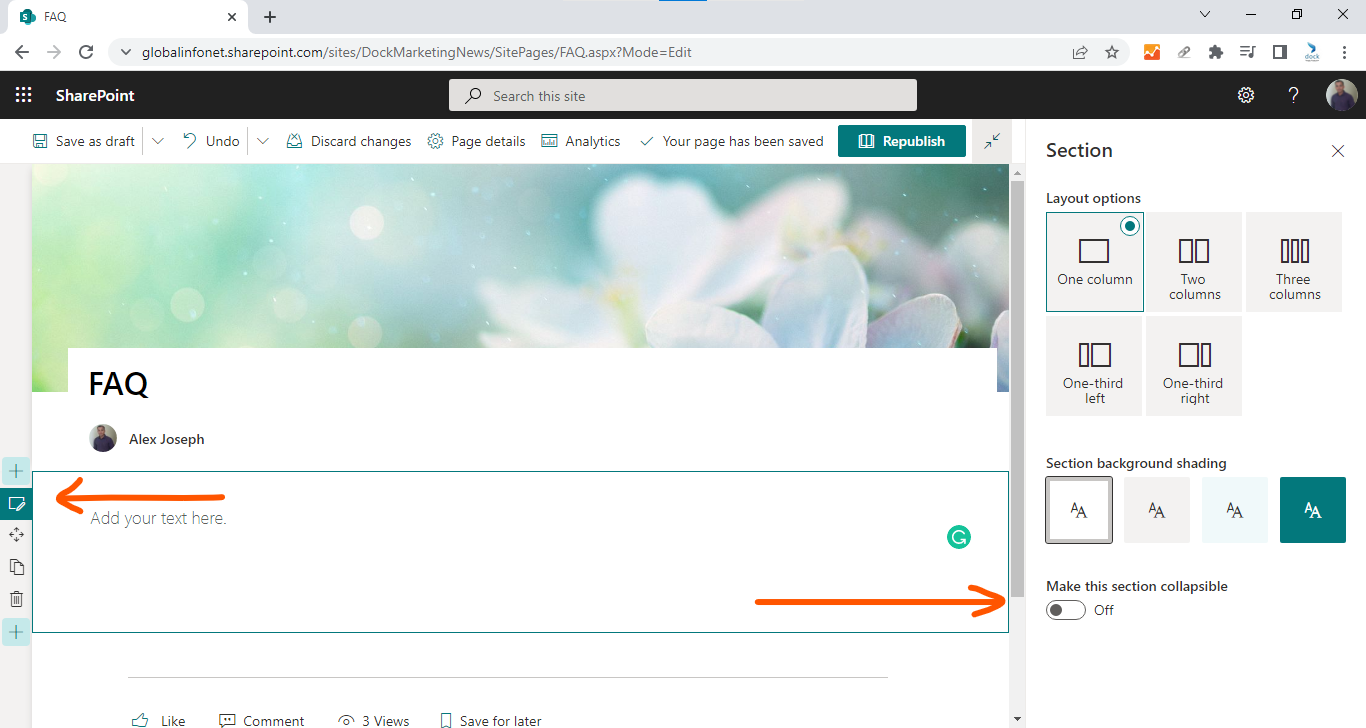 edit section - make it collapsible.