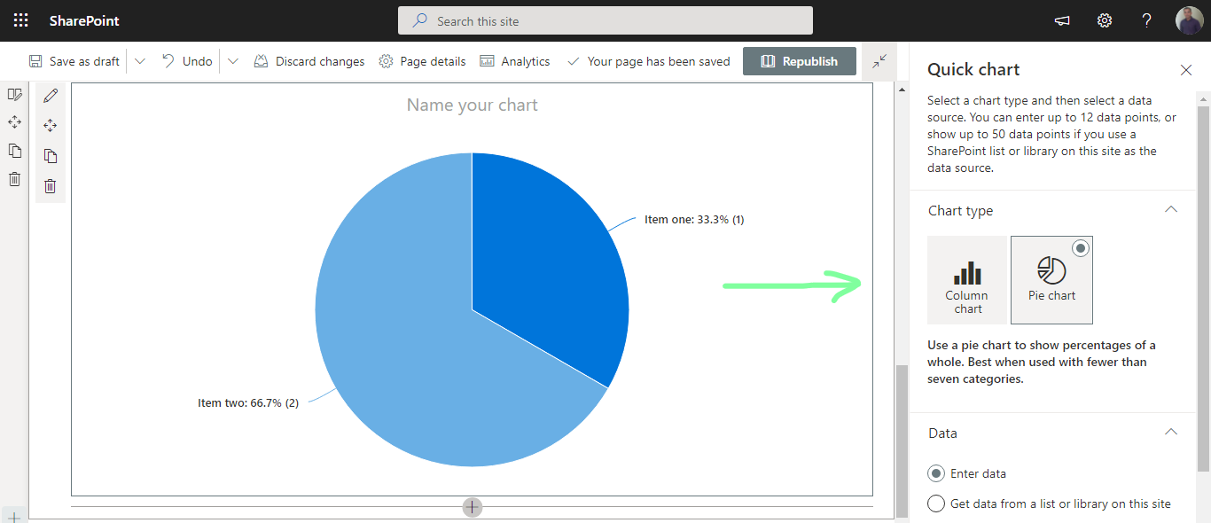 Choose pie chart