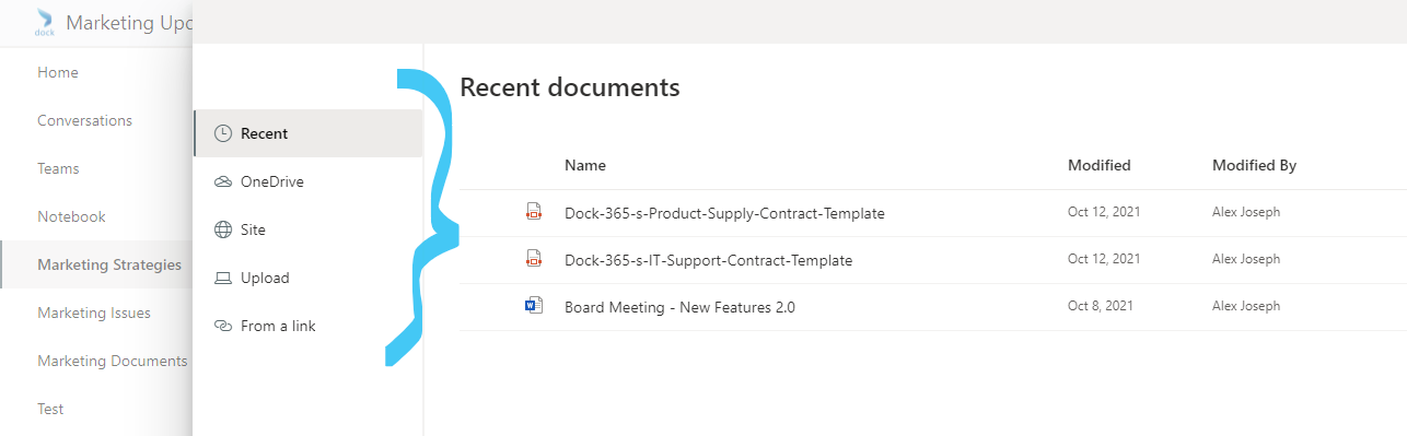 Document upload options