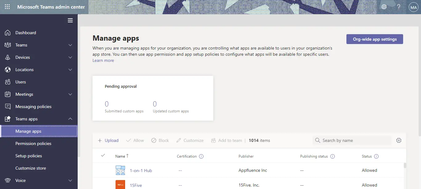 Microsoft Teams - Manage Apps