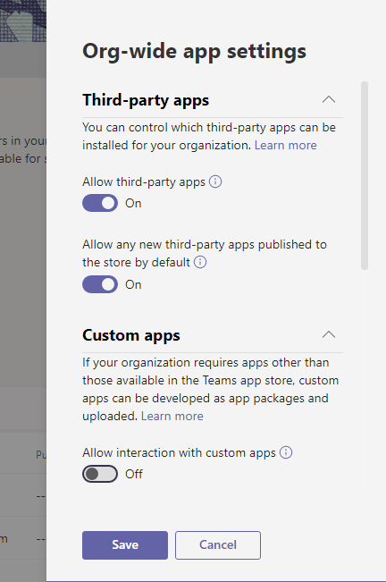 Org-wide app settings - Allow interaction with custom apps