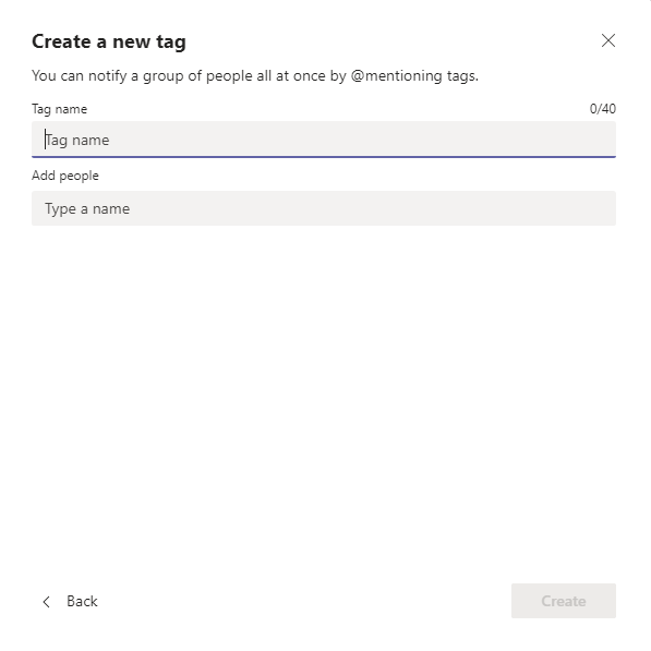 Create new MS teams tag