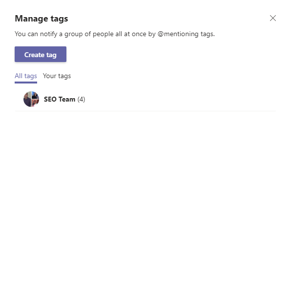 after creating tags in microsoft teams