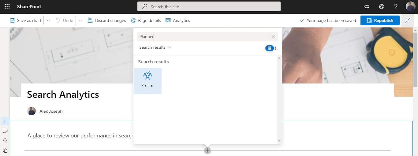 Choose planner web part