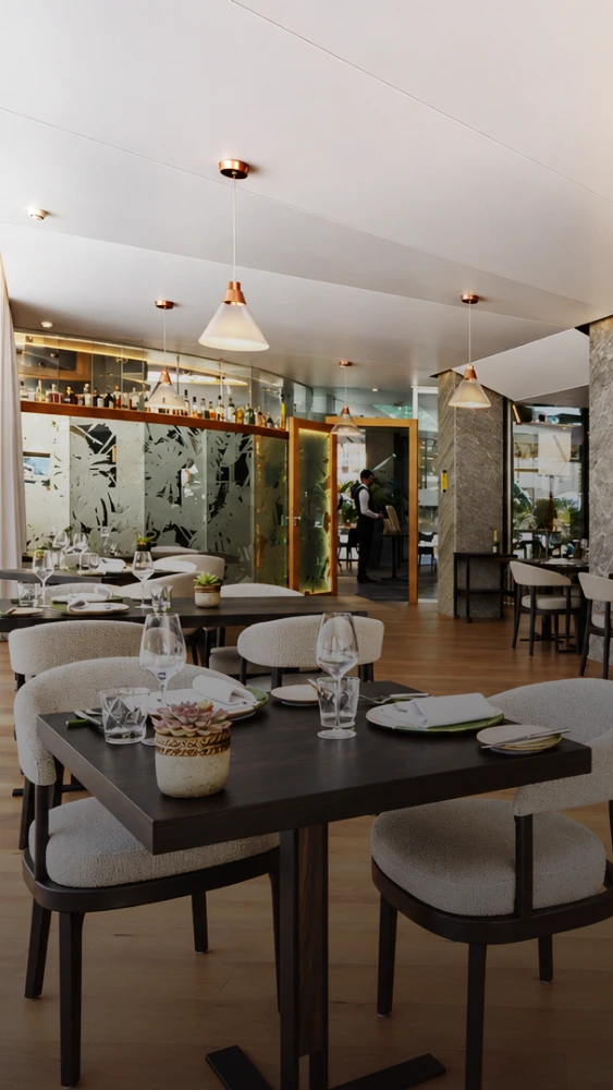 Toile tendue dans un restaurant