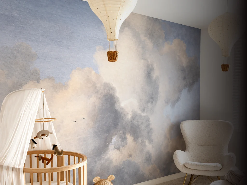 Mur imprimé dans une chambre de bébé