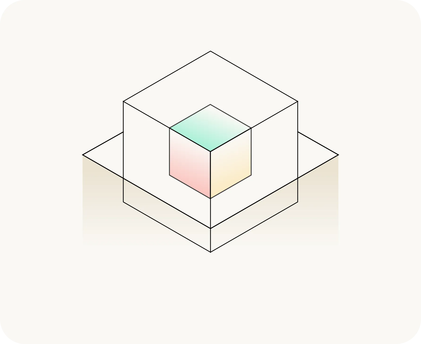 Transparent cube revealing a colored core, illustrating a Salesforce org scan.