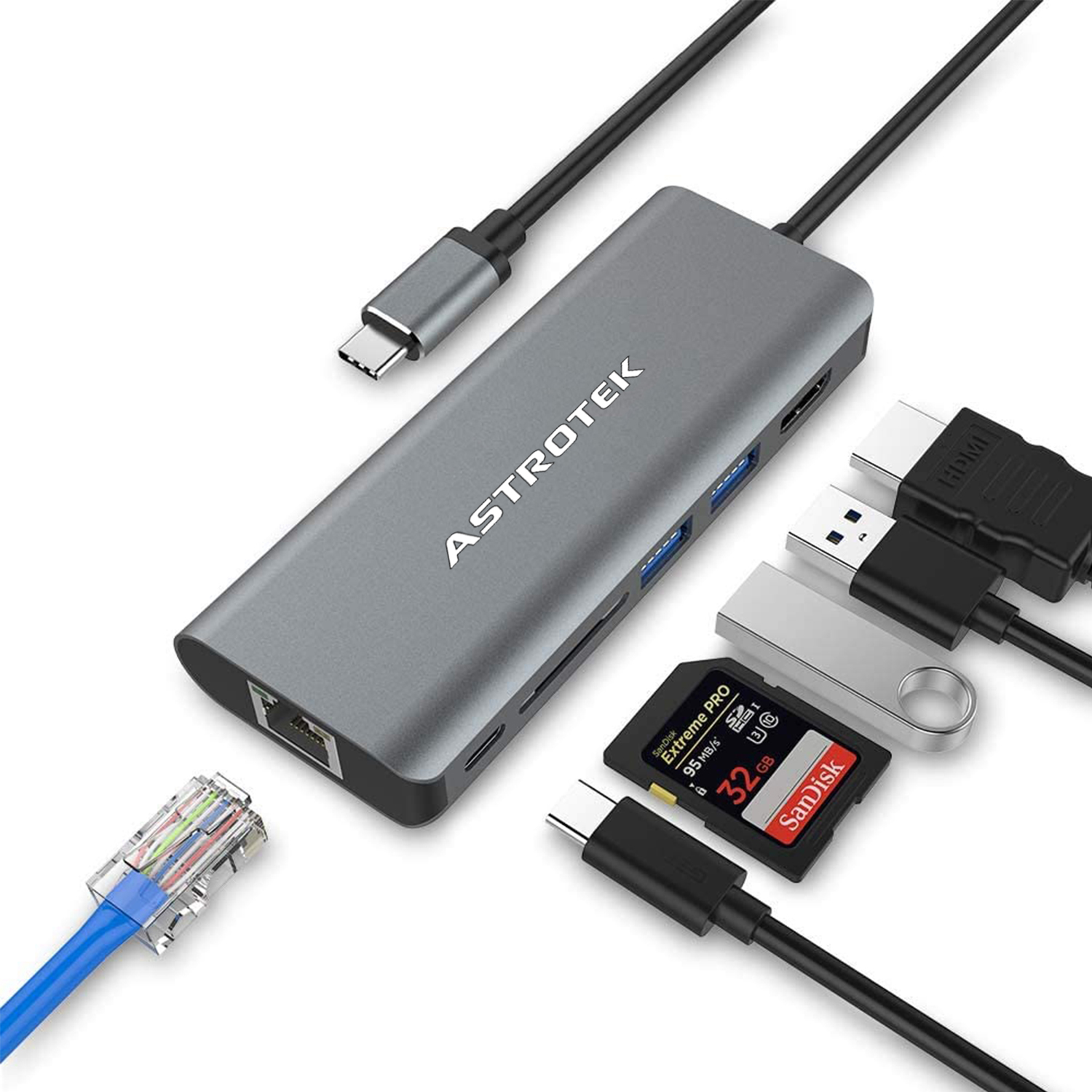 Astrotek USB-C Dock 6-in-1 Multiport Hub