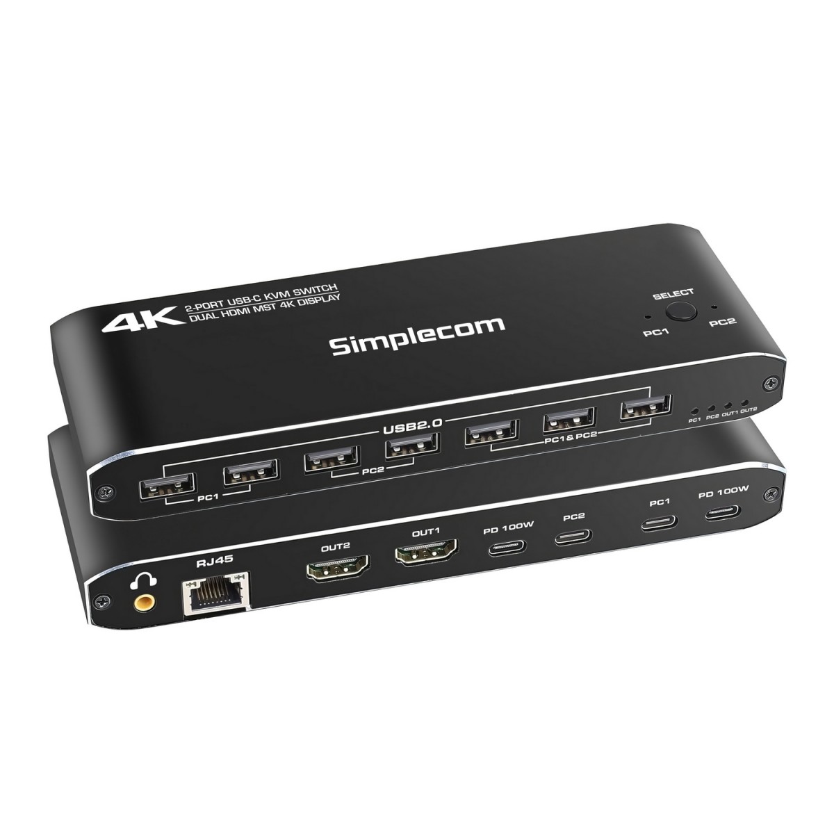 Simplecom KM590 2-Port USB-C Dual 4K HDMI Monitor