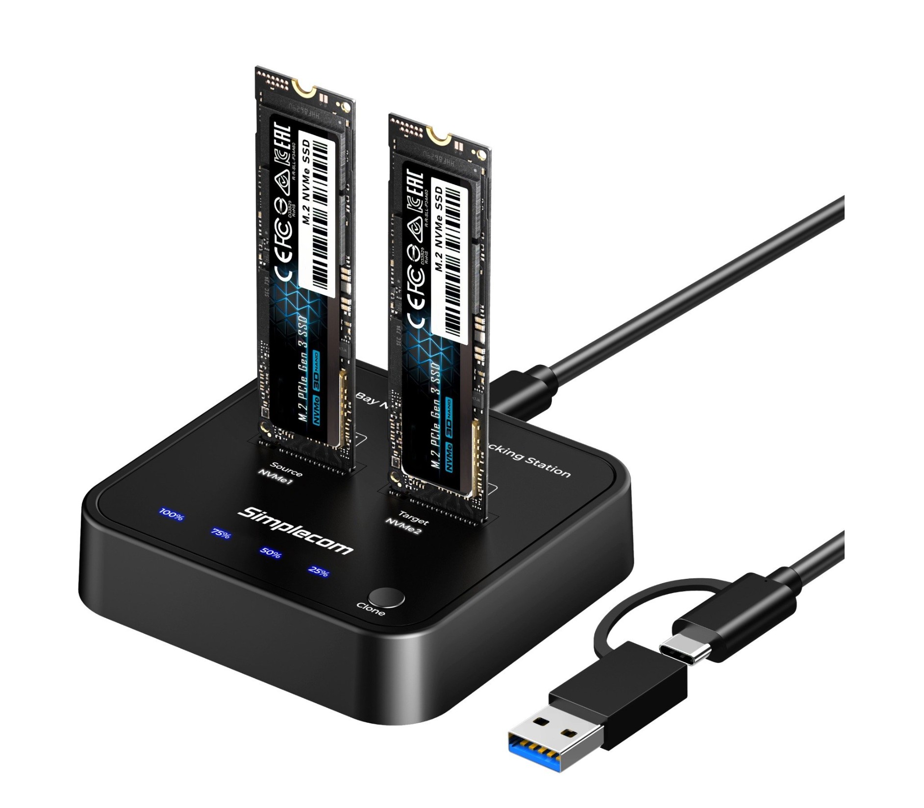 Simplecom SD550v3 USB 3.2 Gen2 to Dual Bay NVMe