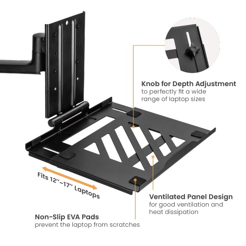 Brateck Adjustable Laptop Tray For Monitor Arms