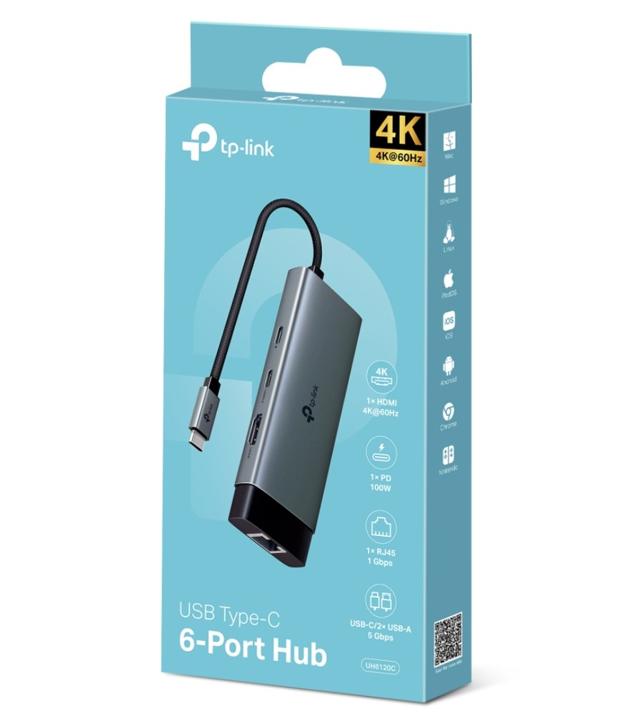 TP-LINK UH6120C USB Type-C 6-Port Hub,4K@60Hz