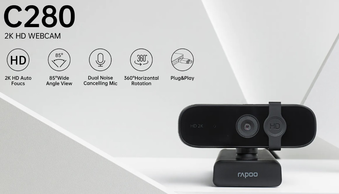 Rapoo C280 2K Webcam - Wide Angle Lens, Noise