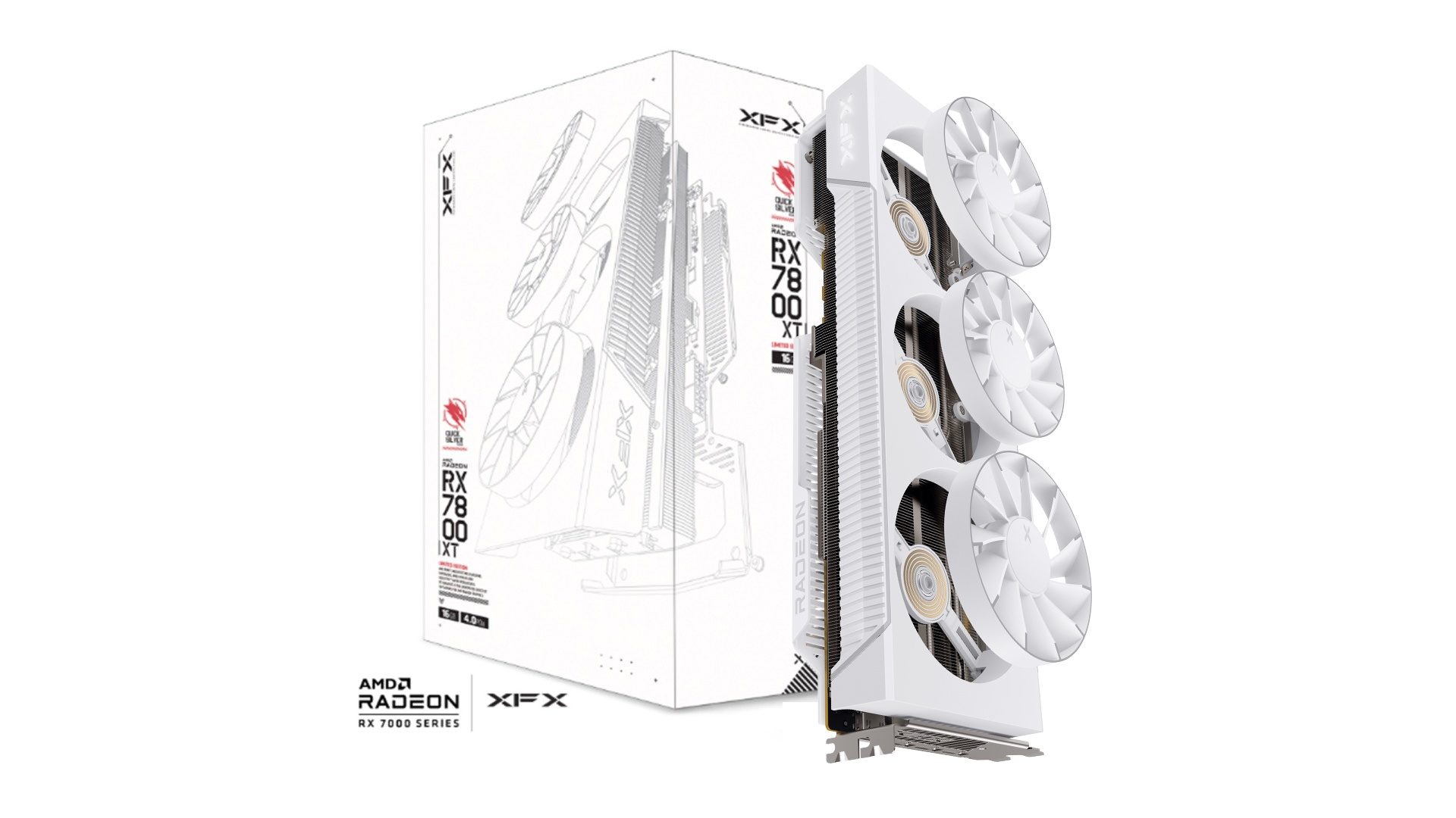 XFX Mercury AMD Radeon RX 9070XT OC White Magnetic Air Edition with RGB 16GB GDDR6 HDMI 3x